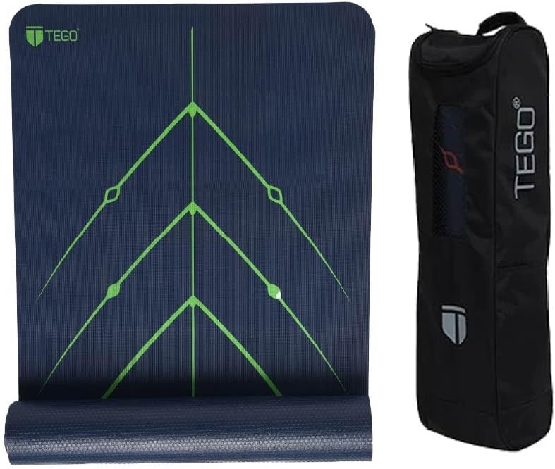 - Stance Yoga Mat with GuideAlign for Posture Alignment (Blue Green With Bag)| Reversible Design with Dual Texture Grip | 5mm Thick | Antimicrobial, Non-Slip, Sweat-Resistant | 6ft x 2ft | Yoga & Fitness Mat | Shoe-friendly Workout Mat