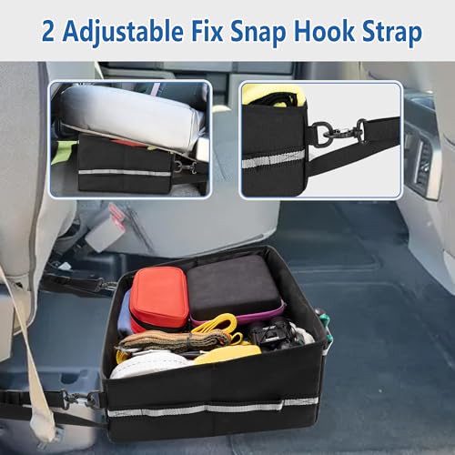 GRAOSO Under Seat Storage Fit for SuperCrew Cab, Foldable Truck Organizers and Storage Box Under Rear Seat For Single Seat with Removable Bottom Plate, 2 Side Handles and Hook Snap Fix Strap, Black - Thumbnail 5