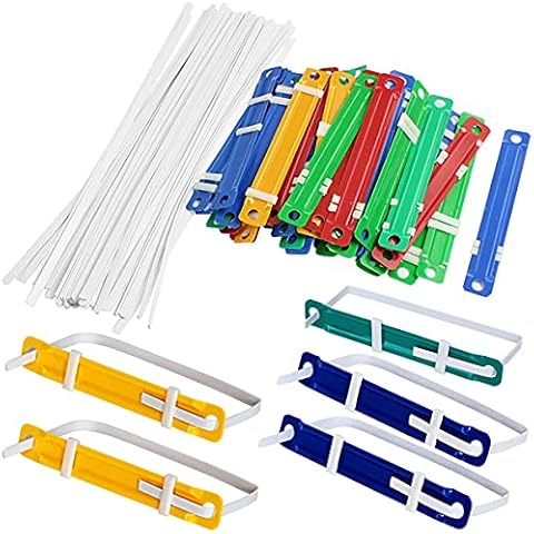 Goeielewe 100 Pcs Plastic Paper Fasteners Colorful Plastic Document File Fastener 2-Hole Binder Clips Paper, Loose-Leaf Binding Clamp Cover