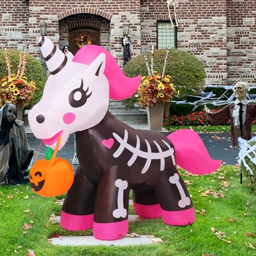 Aufblasbares Halloween-Skelett-Einhorn mit LEDs, 152 cm – Bild 7