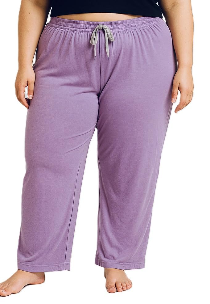 la rainbow Women Mid Rise Regular Fit Plain Cotton Blend Sports N Gym Lowers, Trousers, Track Pant, Lounge N Night Wear, Pyjamas - Lavender-picture-11