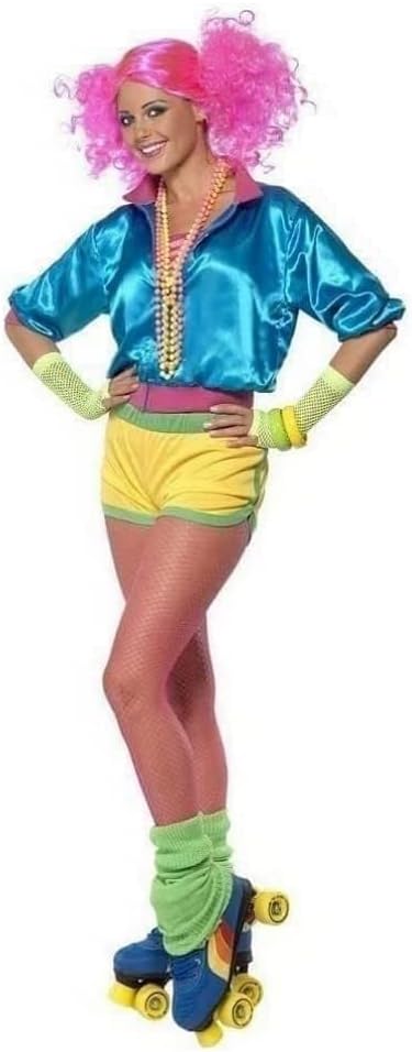 SmiffysSmiffy's Women's Skater Girl Costume Neon with Top Shorts and Boob Tube