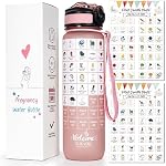 Pregnancy Water Bottle Tracker(Black), 1st Trimester Must Haves Gift for First Time Moms, with 2 Different Weekly Stickers, Early Essentials Gifts for Pregnant Women, Maternity, BPA Free
