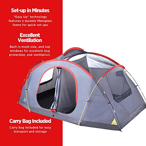 Outbound 8-Person Dome Tent for Camping with Carry Bag and Rainfly | Easy Up & Water Resistant | 3 Season | Red