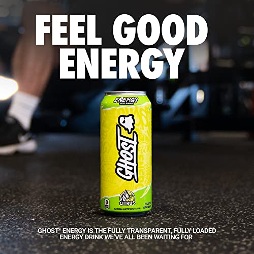 Ghost Energy Sugar-Free Energy Drink - 12-Pack, Citrus, 16Oz Cans - Energy & Focus & No Artificial Colors - 200Mg Of Natural Caffeine, L-Carnitine & Taurine - Soy & Gluten-Free, Vegan #TOP1