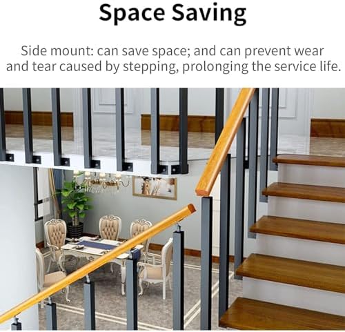 Adjustable 270° Outdoor Stair Balusters Post - Black Metal Railing Pillar Spindles with Flat Bracket for Deck, Steps & Garden (1PCS, 90cm/35.4in)