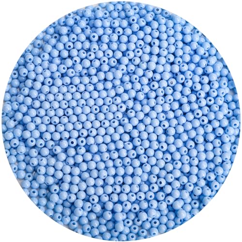 BONNY BOXX 2000PCs 4MM Smooth Aquamarine Acrylic Round Beads, Plastic Resin Bubblegum Balls Chunky Gumball Beads for Necklace and Bracelet Making, Crafting Supplies
