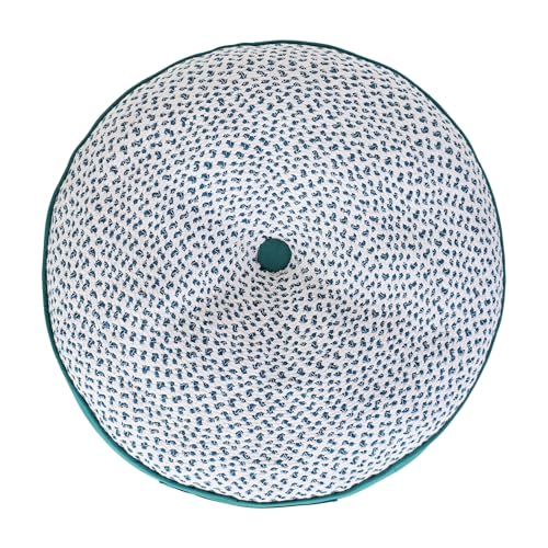 Image of Reversible 60x60x10 cm Woven Quilted Peacock Floor Cushion with Cotton Filler for Seating, Patio Seat, Meditation, Yoga, Pooja, Guests, Living Room, Bedroom, Large Size 24x24x4 Inch