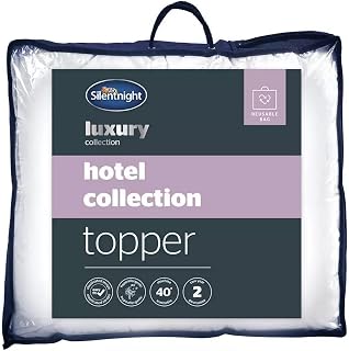 Silentnight Luxury Collection Hotel Collection Mattress Topper - Best Thick Soft Comfy Toppers For Bed Caravan Campervan Sofa Beds - Machine Washable Hypoallergenic Bed Topper, White (Double)