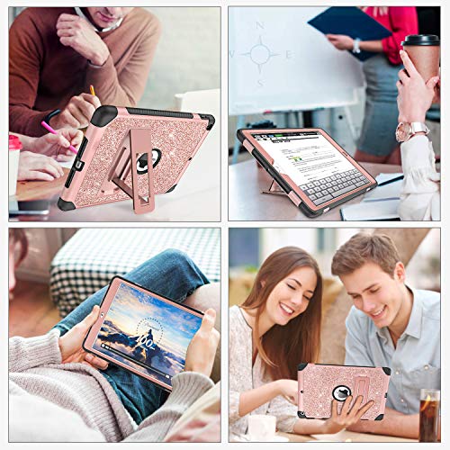 Bentoben Ipad 9Th Generation Case, Ipad 8Th Generation Case, Ipad 7Th Generation Case, Ipad 10.2 2021/2020/2019 Case, Glitter Sparkly 3 Layers Shockproof Kickstand Protective Tablet Cover, Rose Gold #TOP5