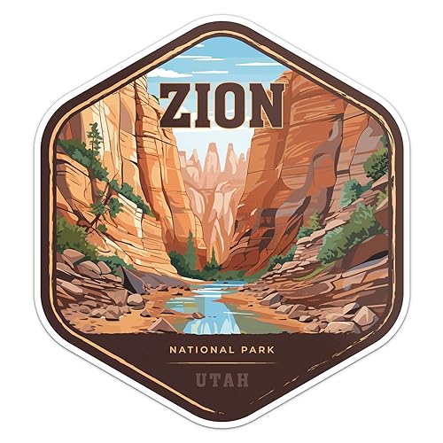Zion National Park Sticker - Waterproof Vinyl Decal for Car Bumper, Laptop, Water Bottle, Wall, and Window, Size - 3'' Longer Side