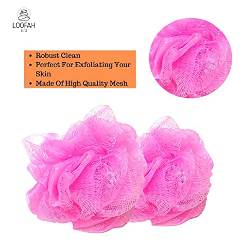 Loofah Lord 12 Pink Bath or Shower Sponge Loofahs Pouf Mesh Wholesale Bulk Lot