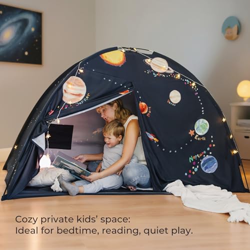 Tiny Land Space Galaxy Bed Tent for Kids – Sleep Bed Canopy with 9 Planets Design, Easy-to-Install Indoor Kids Play Tent, Imaginative Playhouse, Ideal Gift for Boys & Girls – 77" x 40" x 46" by Tiny Land - Image 7