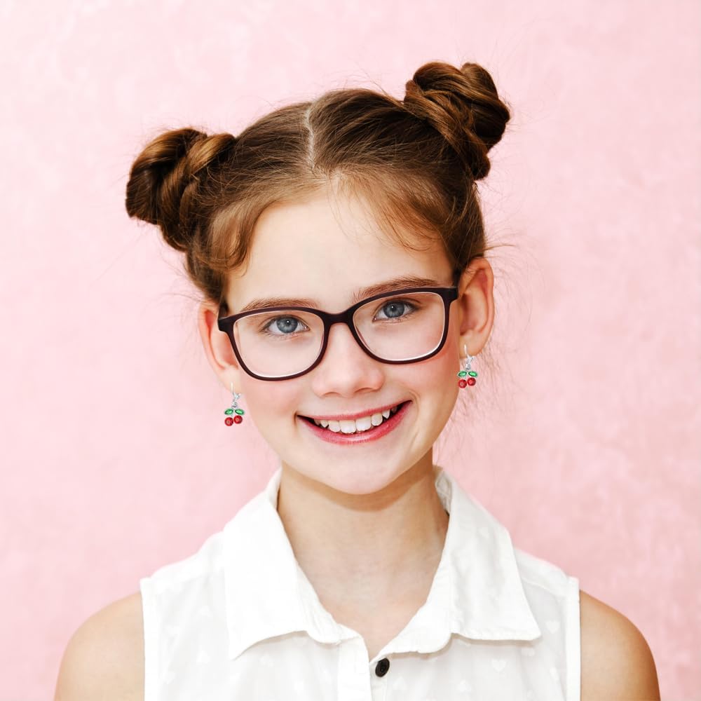 16 Pairs Hypoallergenic Silver Dangle Hoop Earrings for Girls Teens Kids Cute Girls Earrings Animal Small Hoop Earrings Set Pink Jewelry Gift - Image 5