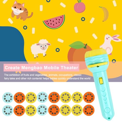 4 PCS Taschenlampen Projektor für Kinder, Diaprojektor Spielzeug mit 80 Tiermustern Dinosauriern Transportfahrzeugen Früchten und Ziffern Taschenlampenlicht, Projektor Geschenk für Frühkindliche