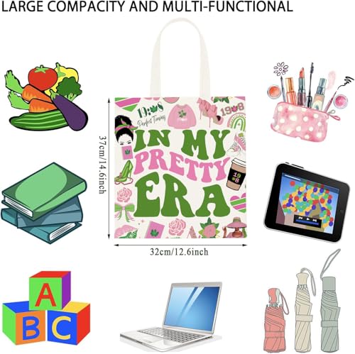 WCGXKO Sorority Gift In My Pretty Era Pink and Green Sorority Canvas Tote Bag2