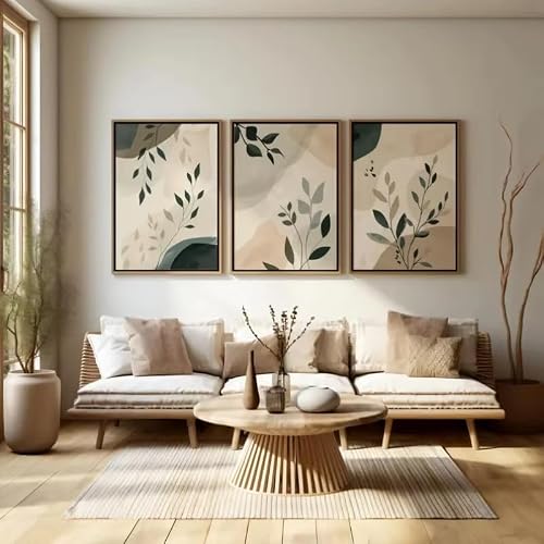 DFZEWKI Bohemian Style Frameless Canvas Wall Art Prints Modern Wall Natural Plants Desert Sun Art Painting Office Home Decor(70x100cm(28x39in) x3/No frame)