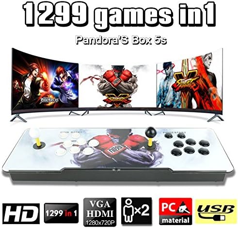 Leermart Pandora's Box 5s Arcade Console 1299 Game in 1 Classic Games 2 Players Full HD Video Game Console with LED Double Arcade Machine Joystick Supprot HDMI & VGA Output