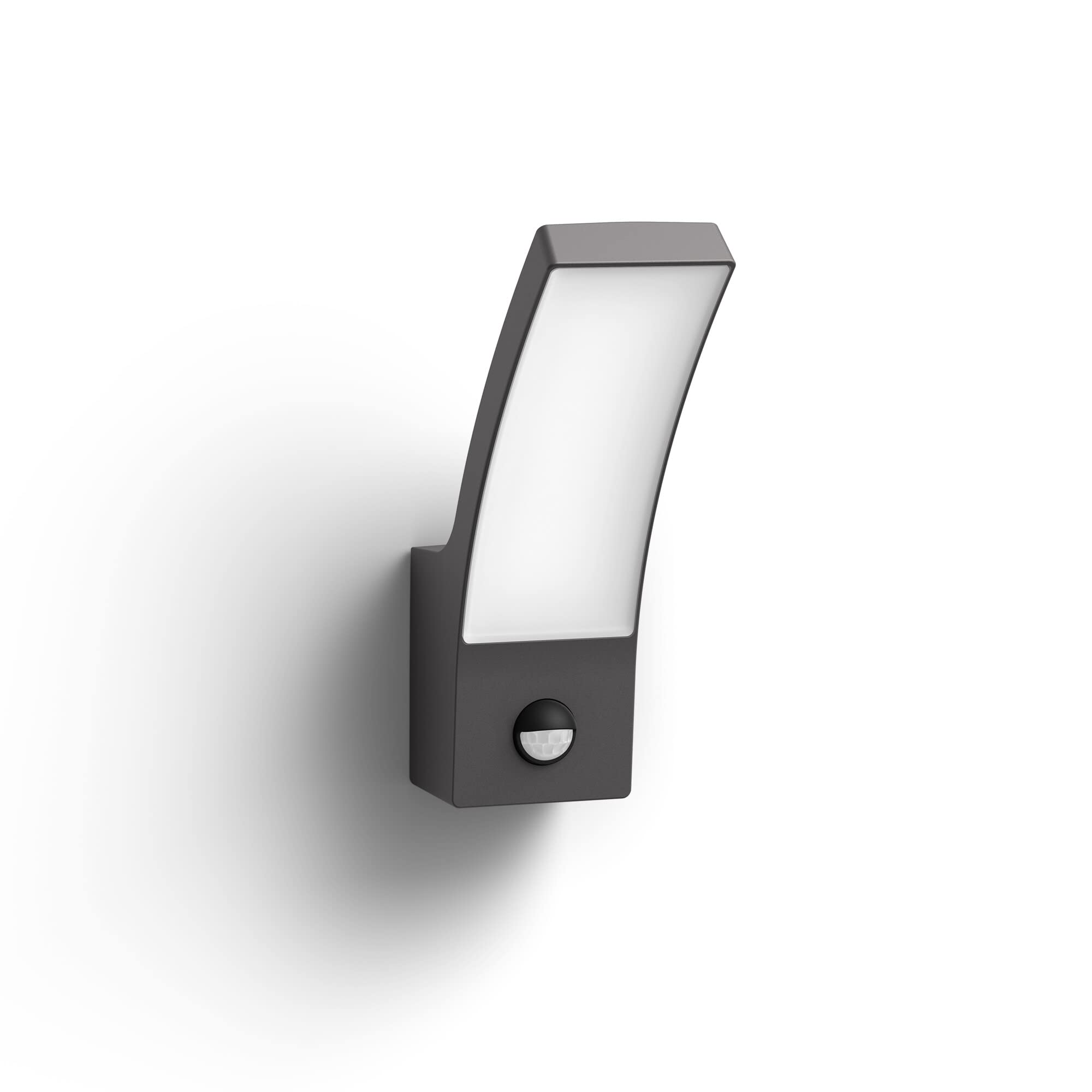 Philips Outdoor Splay LED Wandleuchte inkl. Sensor, 12W, Anthrazit, warmweißes Licht 2.700K, IP44 Schutzklasse, integriertes Leuchtmittel