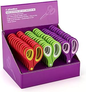 Galadim Kids Scissors (36 Count Teacher Pack, Rounded-tip, 14cm) - 5.5 Inch Soft Touch Blunt School Student Scissors Shears GD-016-R-B