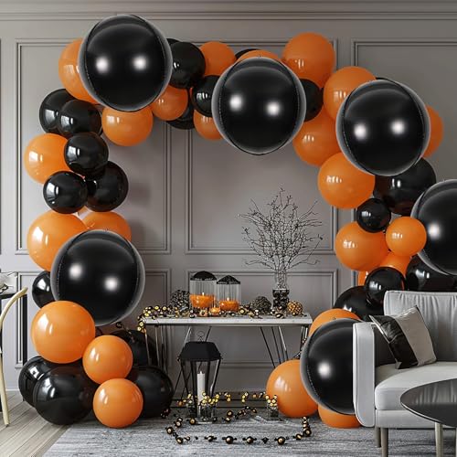 Image of Round 4D Black Mylar Balloons, Large Black Foil Balloons for Black Decorations - 22 Inch, 6 Pack | Black Metallic Balloons Halloween Balloons for Halloween Decorations(Black)