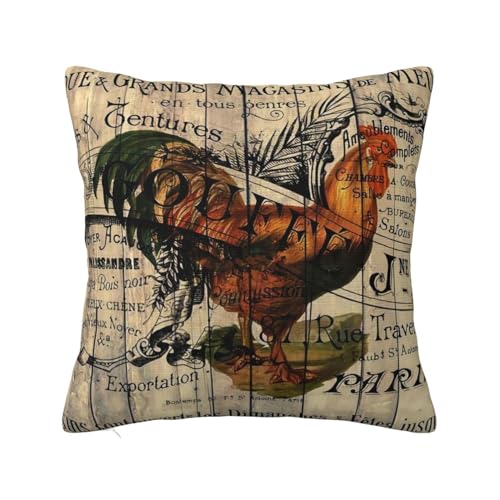 French-Barn-Wood-Grain-Western-Country-Farmhouse-Rooster-Throw-Pillow-Cushion-Cover-Decorative-Square-Accent-Pillow-Case French Barn Wood Grain Western Country Farmhouse Rooster Throw Pillow Cushion Cover Decorative Square Accent Pillow Case