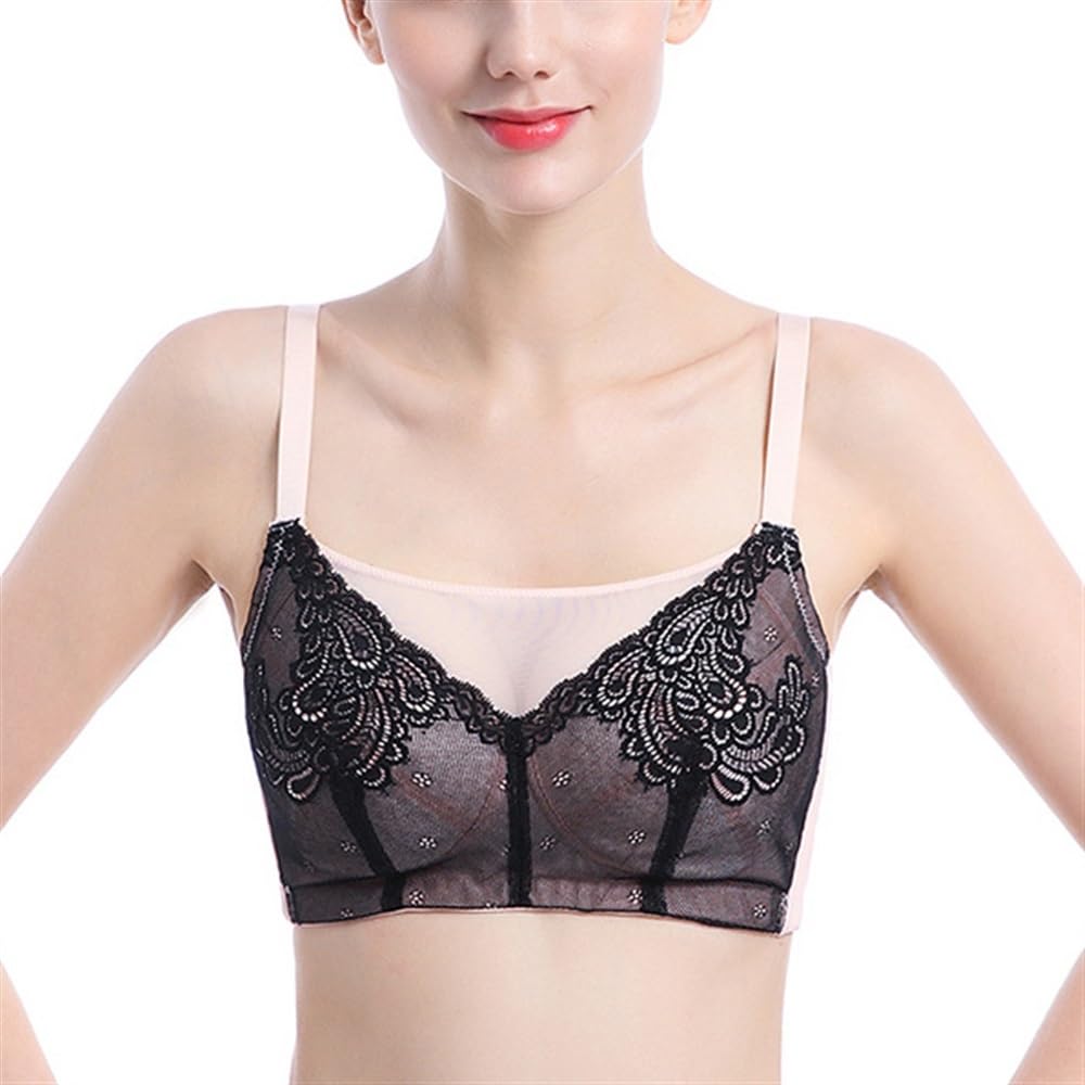 Reggiseni per Mastectomia con Protesi Mammarie in Silicone, Tasche per Protesi, Reggiseno Sexy in Pizzo con Coppa Piena Post-operatorio per Le Donne(Pink,B_36/80)
