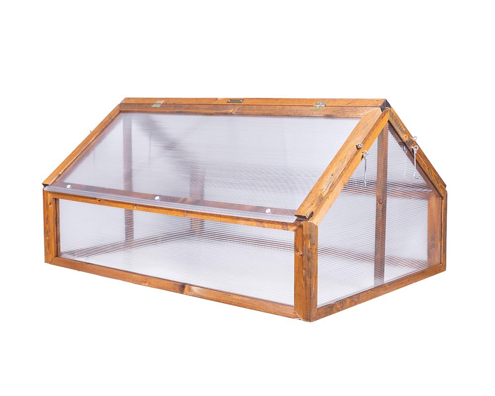 Greenspot - Mini Szklarnia, Inspekt - 120 x 80 x 60 cm, z Drewna i Tworzywa - do Ustawienia na Ziemi lub jako Osłona na Grządkę Podwyższoną - na Zioła, Warzywa, Kwiaty - Timber Palisander