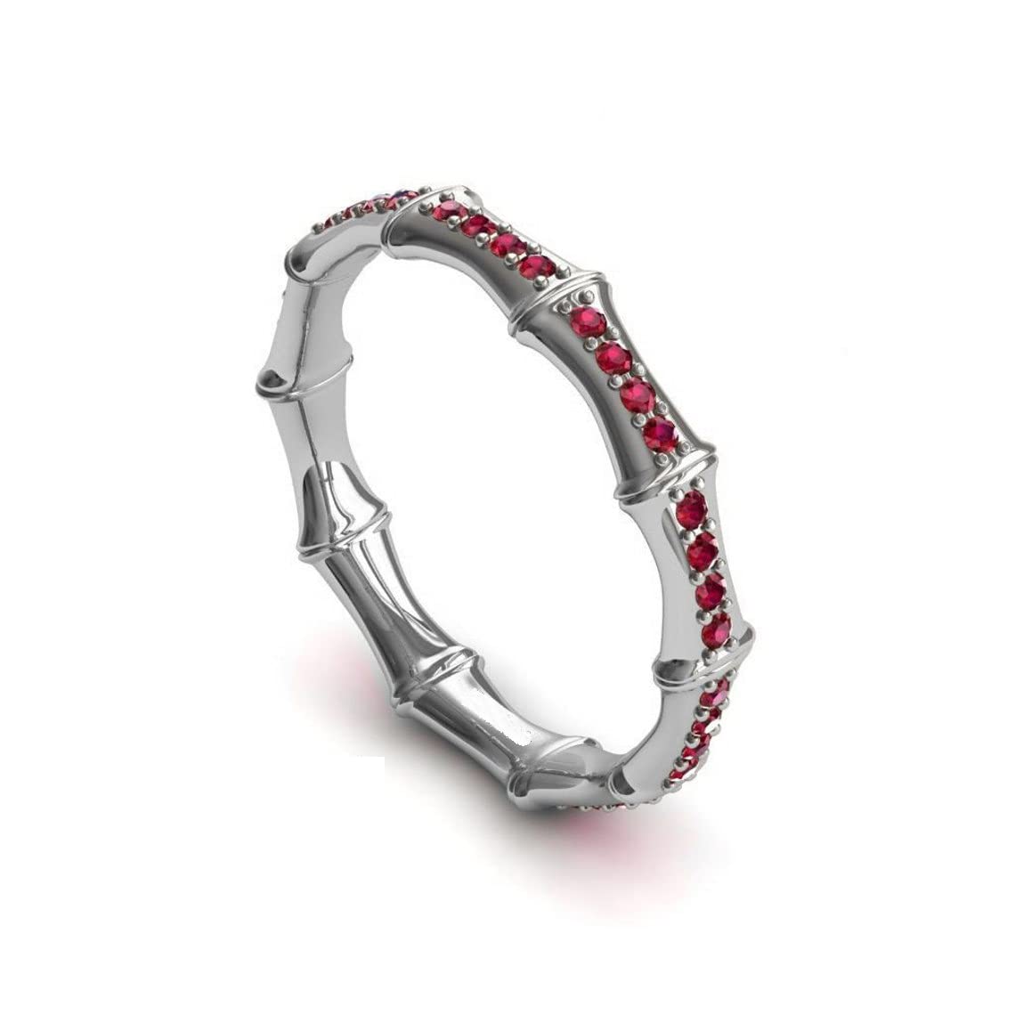 Anillo de plata 925 con piedra preciosa ajustable y estilo bambú rizado para mujer 6