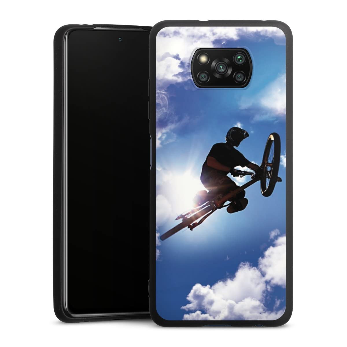 DeinDesign Premium Silikon Hülle kompatibel mit Xiaomi Poco X3 Pro Handyhülle schwarz Case Fahrrad Mountainbike Himmel Elektronik & Foto