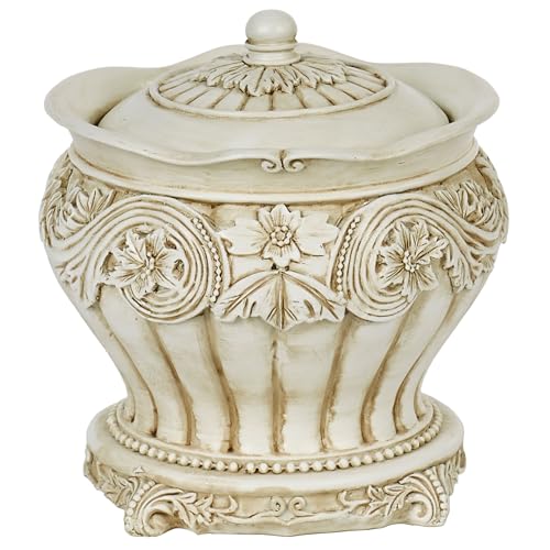 Flowering Medallion Covered Jar Antique Ivory Covered Jar