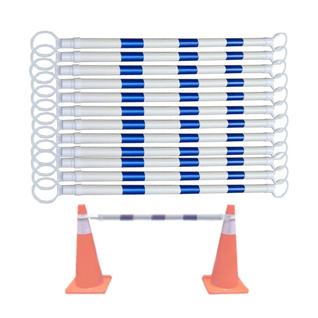 Blue And White 12 Packs Retractable Safety Barricade Pole, Telescopic Reflective Traffic Cone Barrier, 4.1-6.56 Feet Traffic Cone Bars For Enhanced Visibility & Crowd Control(Blue And White)