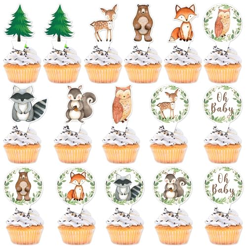 32 decoraciones para tartas de cumpleaños de animales de la selva, adecuadas para baby shower, decoraciones temáticas para tartas para niños