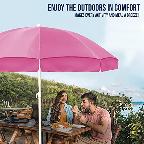 Image of OUTO 7ft /42in Garden Outdoor Umbrella with Stand Foldable Big Size Heavy Duty Waterproof Rain & UV Sun Protection Patio for Balcony Shedding Cantilever & Lawn (7 Feet /42 Inch Rib Arm, Pink)