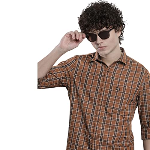 Image of The Indian Garage Co Men Regular Fit Checkered Full Sleeves Cutaway Collar Casual Shirt