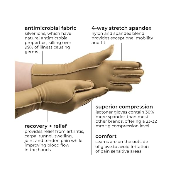 isotoner Women & Men Arthritis Compression Rheumatoid Pain Relief Gloves for joint support with Open/Full finger design - Image 3