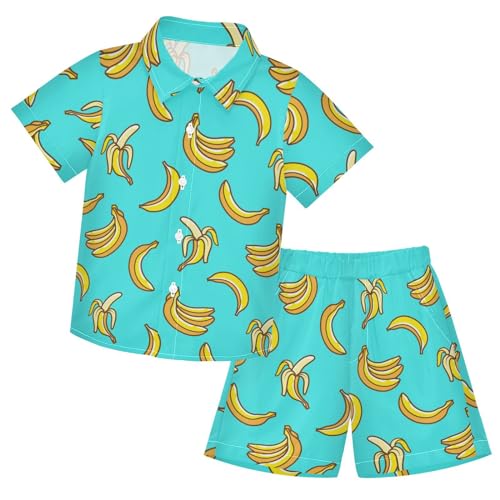 CaTaKu Hawaiian Shirts for Boys, Boys Hawaiian Shirt Button Down Short Sleeve, Boys Summer Beach Shirts and Shorts Sets 3-10T