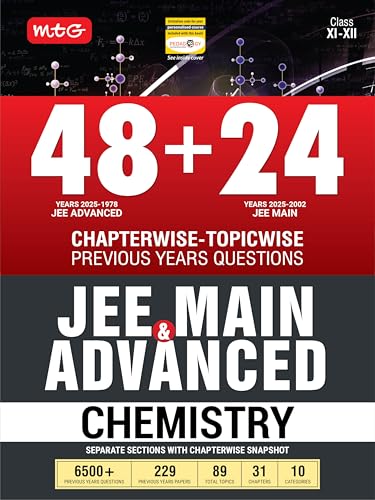Image of MTG 48 + 24 Years JEE Main (2025-2002) and JEE Advanced (2025-1978) Chapter-wise Topic-wise Previous Years Solved Papers Chemistry Book | PYQ Question Bank For 2026 Exam