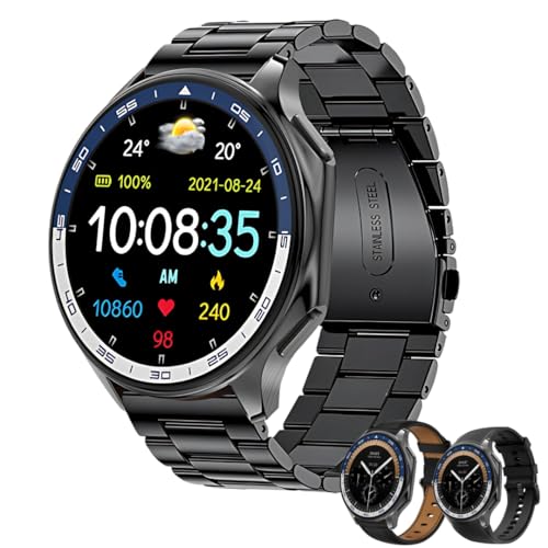 Smart Watch for Men, 1.43 AMOLED Display, Bluetooth Calling, 4GB Music & MP4 Video Storage, Fitness Tracker with Heart Rate, SpO2, Sleep & Step Tracking, Sports Modes, Long Battery, 3 Straps Smart Watch for Men, 1.43 AMOLED Display, Bluetooth Calling, 4GB Music & MP4 Video Storage, Fitness Tracker with Heart Rate, SpO2, Sleep & Step Tracking, Sports Modes, Long Battery, 3 Straps
