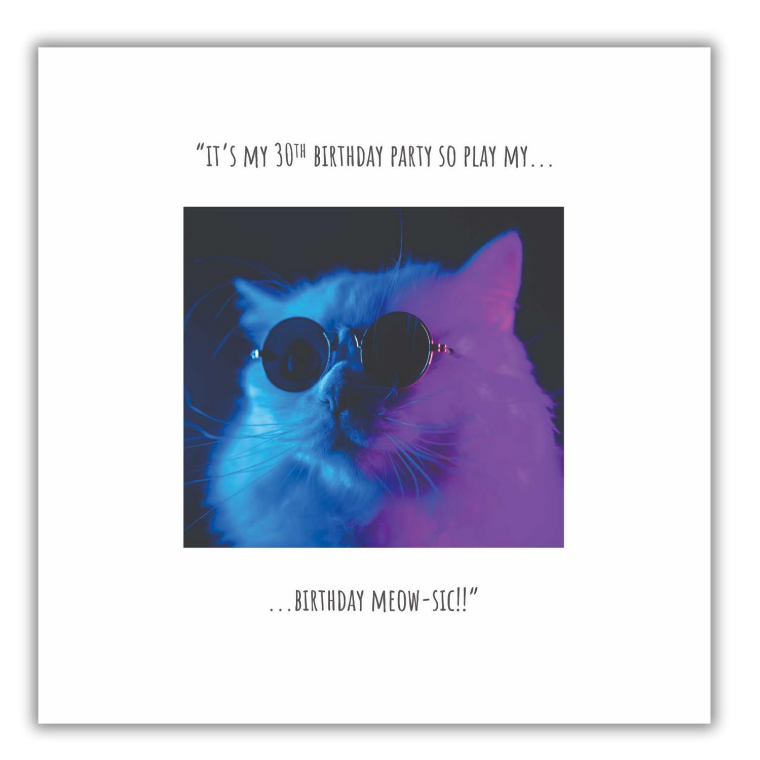 Funny Cat 30th Birthday Card Cat Lovers Humorous Music Lovers Greetings Card