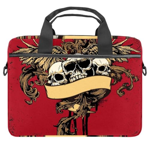Housse PC 13-14,5" motif trois crânes avec aile multicolore style grunge