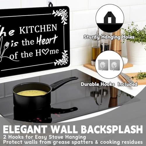 Image of Stove Top Cover for Electric Stove 28 inchx 20 inch, The Kitchen Is the Heart of the Home Heat Resistant Glass Top Stove Cover Protector, Glass Cooktop Covers, Kitchen Flat Electric Stove Top Covers