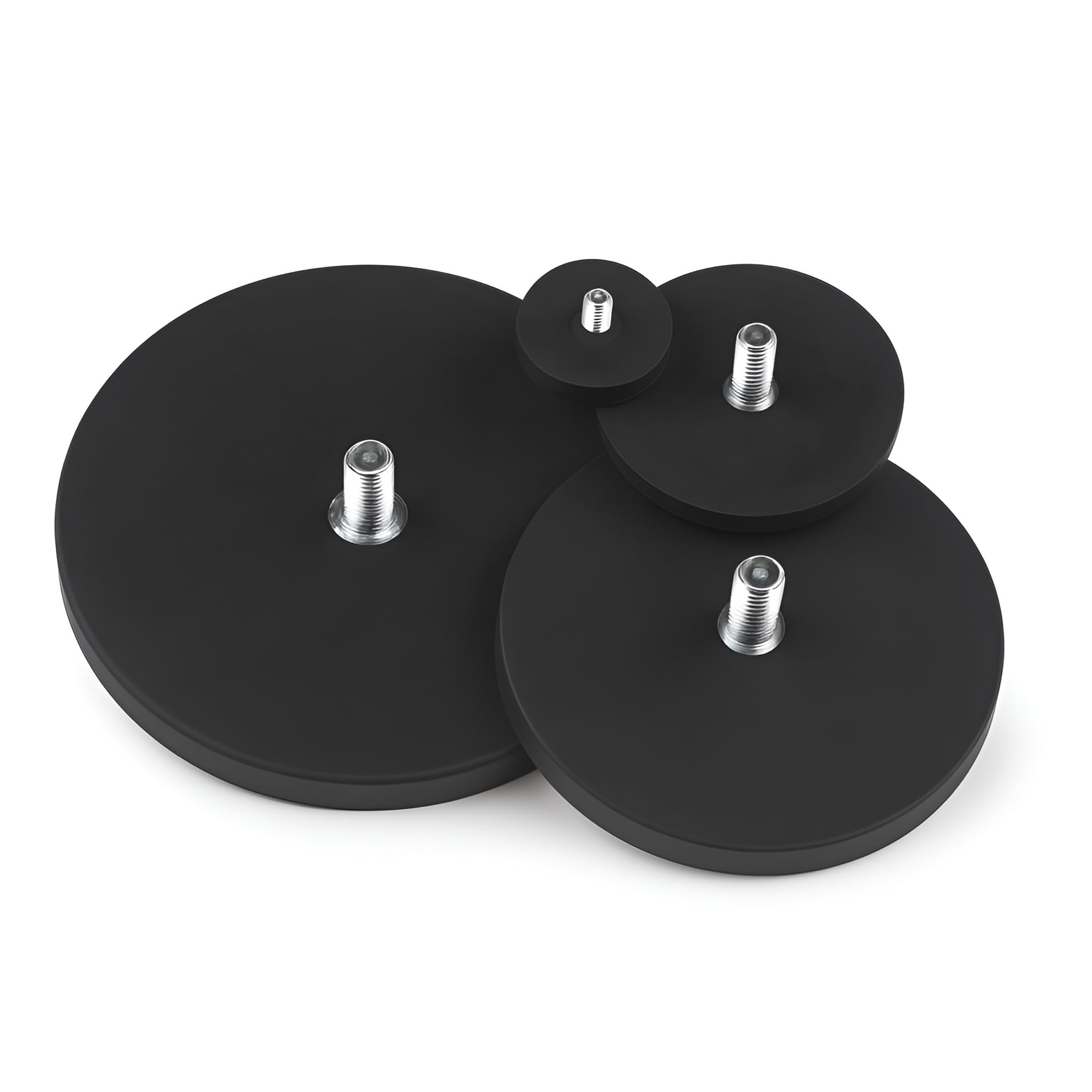 2 x Neodym Magnet-System gummiert Ø 88 mm Gewinde-Zapfen (Außen-Gewinde) M8 - Haftkraft 55 kg - 2 Stück - Starke Magnete mit Gummi-Mantel - Anti-Rutsch Beschichtung