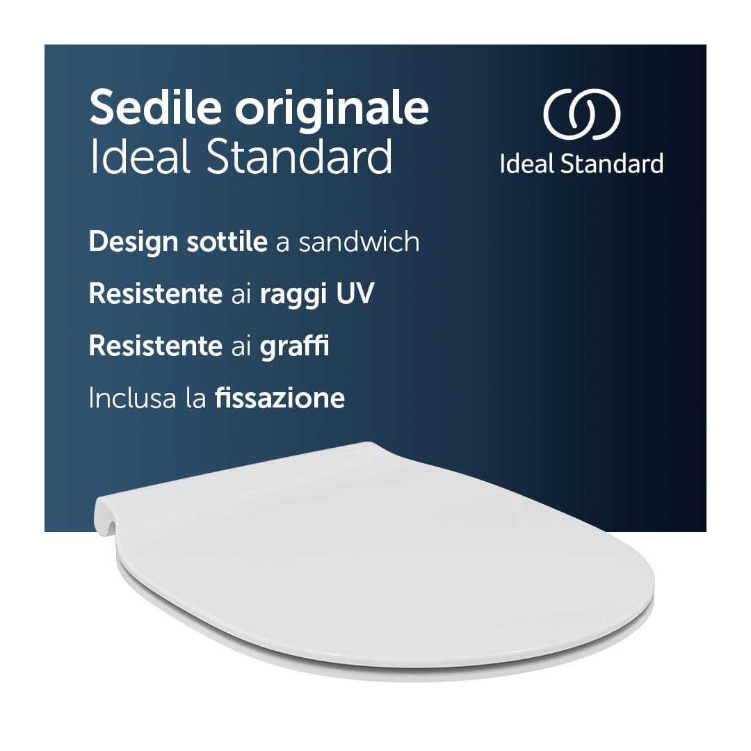 Ideal Standard Connect Air sedile per WC, sottile – Bianco (Alpin) | Sedile per WC con robuste cerniere in acciaio inossidabile, E036501