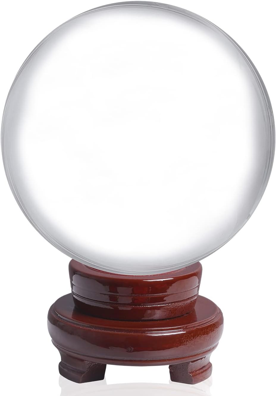 LONGWIN 120mm (4.7 in) Divination Black Crystal Ball Fengshui Sphere Home Decorations Meditation Ornaments with Rotating Wooden Stand