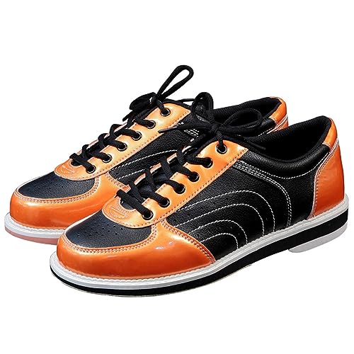 DHAEY Bowling Shoes for Men Women Breathable Lightweight Bowling Sneakers Comfortable Non-Slip Indoor Beginner Bowling Sneakers for for Right Handed Bowlers (Color : Orange, Size : 11 Women/9.5 Men)