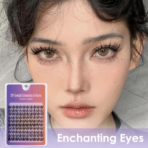 Image of MAYCREATE 100PCS Wispy Lash Clusters Natural Eyelash Clusters C Curly Fairy Cluster Lashes with Spikes Eyelashes DIY Lash Extension Natural Look Wispy Manga Lashes at Home