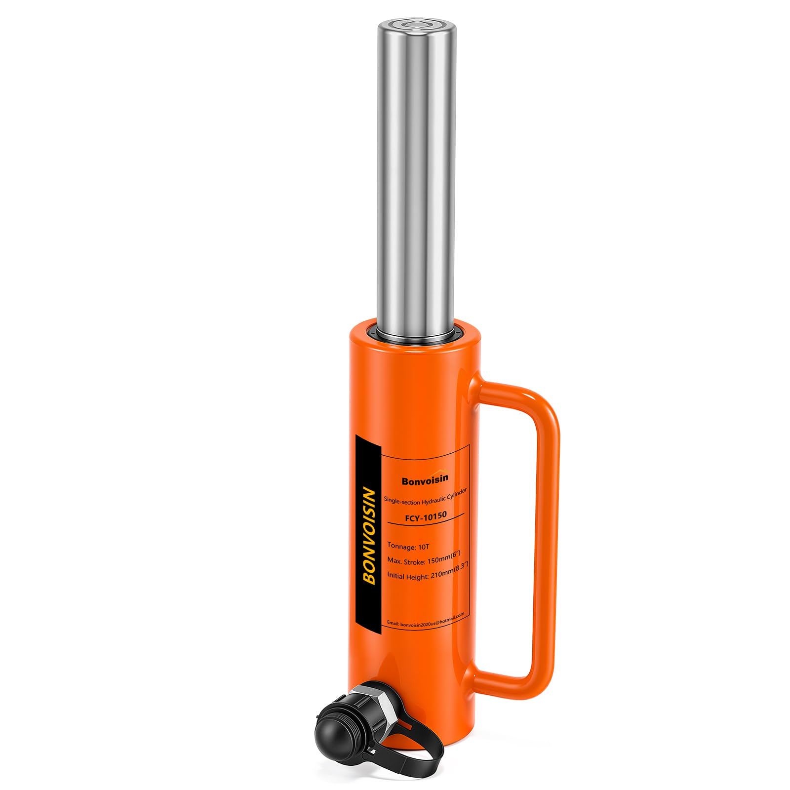 Bonvoisin Cilindro hidráulico de pistón 10T, gato hidráulico Porta Power, 15.24 cm, cilindro de elevación de acción simple para maquinaria de construcción naval