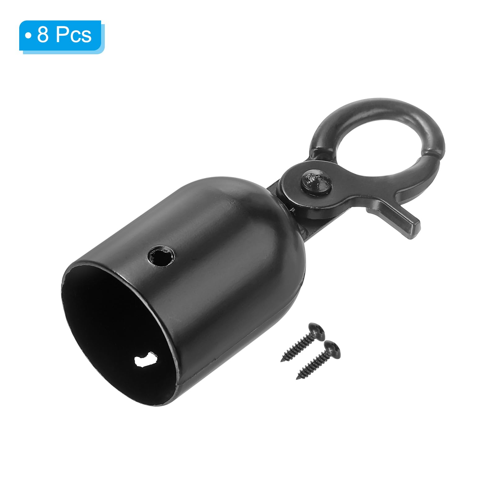 PATIKIL 28x76mm Fermacorda Per Paletti, 8Pz Corde in Velluto Ganci Baccello Per Estremità Corda Barriere Ganci Scatto Transenne Delimitazione Per Controllo Folla Divisori Coda, Nero