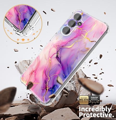 EMUYGIU for Samsung Galaxy A14 Case Marble [Buffertech 6.7ft Military-Grade Drop Protection] [Anti Peel Off Tech] Clear TPU Bumper 5G Phone Case Cover Design (Pink Gold) - image 4